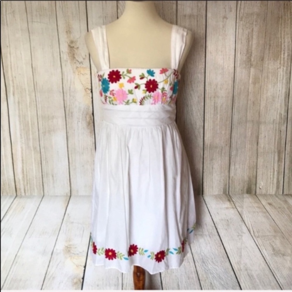 White dress with floral detail